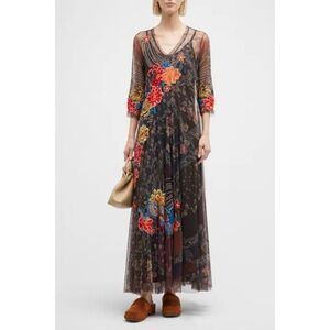 Johnny Was / NWT BIYA Kyler Embroidered Printed Mesh Maxi Dress